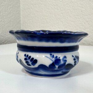 GZHEL Style Blue/White Ceramic Mini Bowl Handmade Russian Decor 3" x 1.75" EUC
